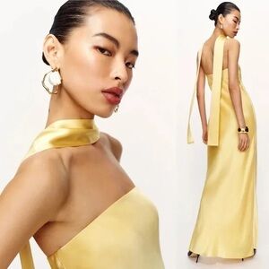 Reformation Oren Silk Dress in Yellow (XS)